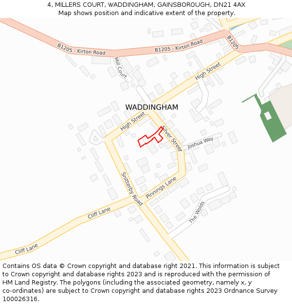 4, MILLERS COURT, WADDINGHAM, GAINSBOROUGH, DN21 4AX: Location map and indicative extent of plot