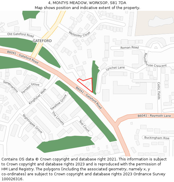 4, MONTYS MEADOW, WORKSOP, S81 7DA: Location map and indicative extent of plot