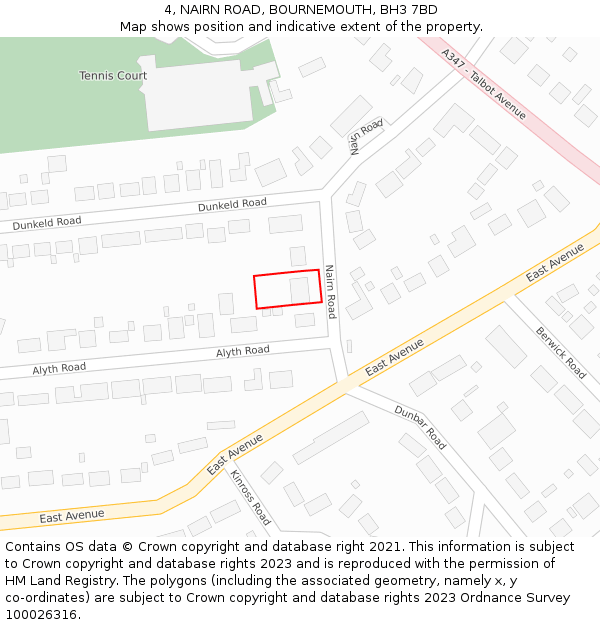 4, NAIRN ROAD, BOURNEMOUTH, BH3 7BD: Location map and indicative extent of plot