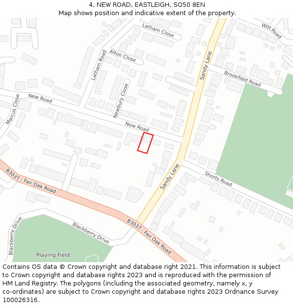 4, NEW ROAD, EASTLEIGH, SO50 8EN: Location map and indicative extent of plot