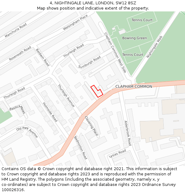 4, NIGHTINGALE LANE, LONDON, SW12 8SZ: Location map and indicative extent of plot