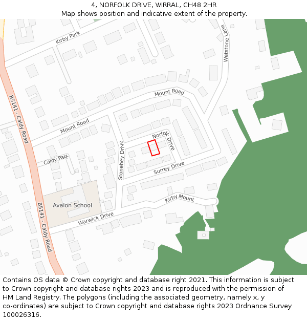 4, NORFOLK DRIVE, WIRRAL, CH48 2HR: Location map and indicative extent of plot