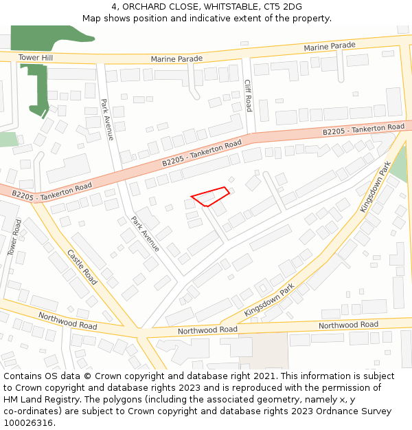 4, ORCHARD CLOSE, WHITSTABLE, CT5 2DG: Location map and indicative extent of plot