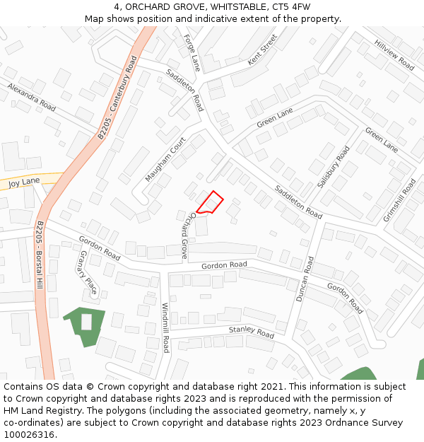 4, ORCHARD GROVE, WHITSTABLE, CT5 4FW: Location map and indicative extent of plot