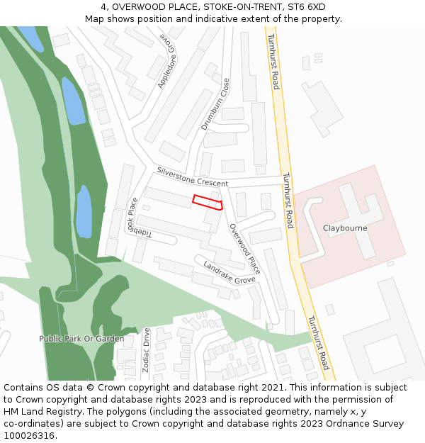 4, OVERWOOD PLACE, STOKE-ON-TRENT, ST6 6XD: Location map and indicative extent of plot