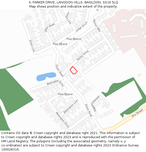 4, PARKER DRIVE, LANGDON HILLS, BASILDON, SS16 5LQ: Location map and indicative extent of plot