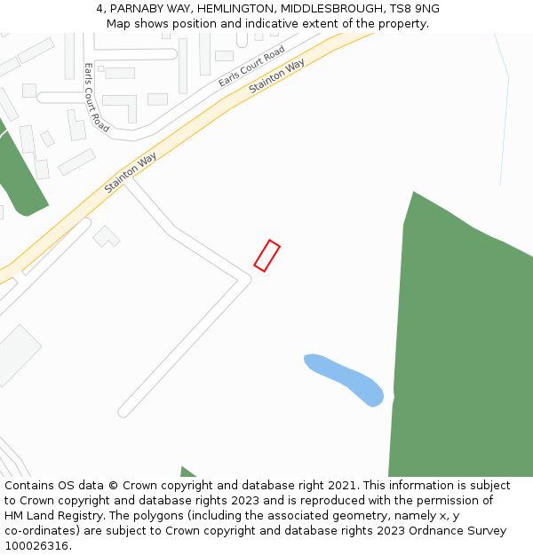 4, PARNABY WAY, HEMLINGTON, MIDDLESBROUGH, TS8 9NG: Location map and indicative extent of plot