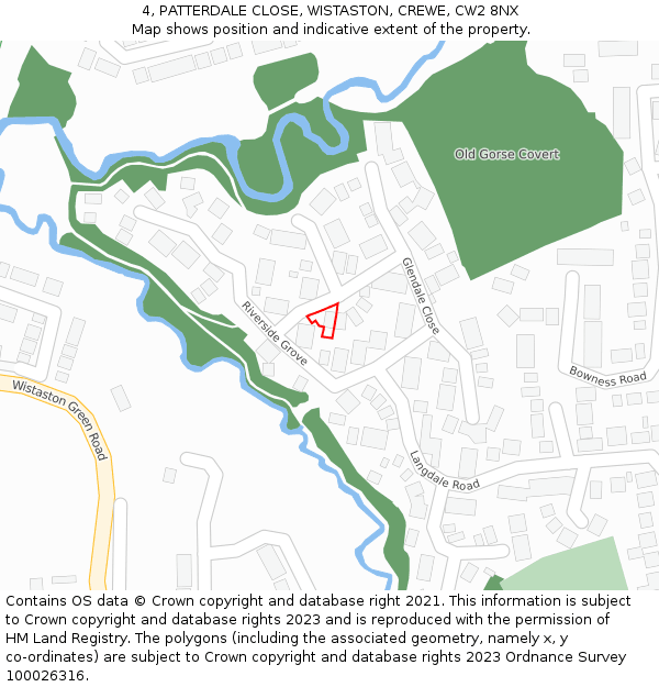 4, PATTERDALE CLOSE, WISTASTON, CREWE, CW2 8NX: Location map and indicative extent of plot