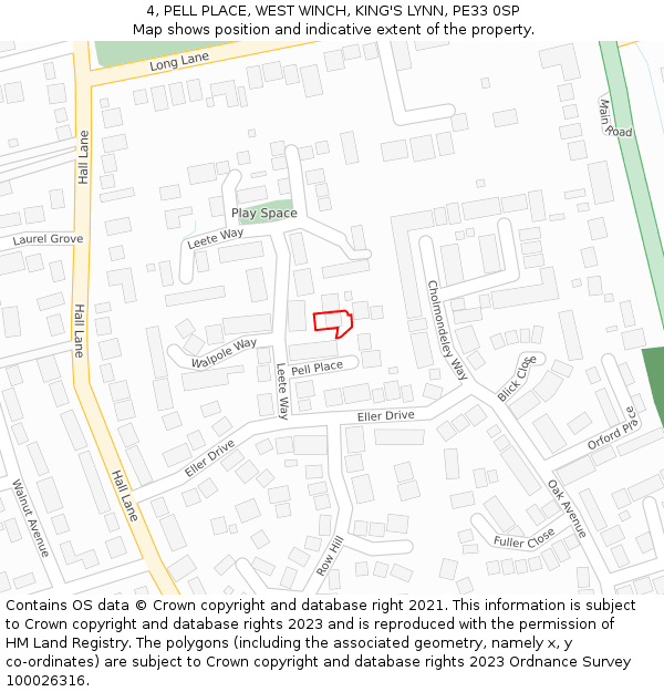 4, PELL PLACE, WEST WINCH, KING'S LYNN, PE33 0SP: Location map and indicative extent of plot