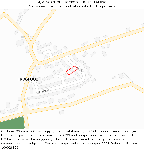 4, PENCANTOL, FROGPOOL, TRURO, TR4 8SQ: Location map and indicative extent of plot