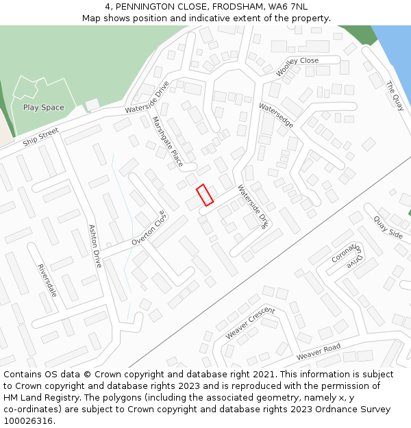 4, PENNINGTON CLOSE, FRODSHAM, WA6 7NL: Location map and indicative extent of plot