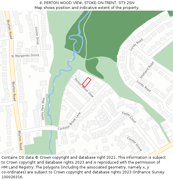 4, PERTON WOOD VIEW, STOKE-ON-TRENT, ST3 2SN: Location map and indicative extent of plot