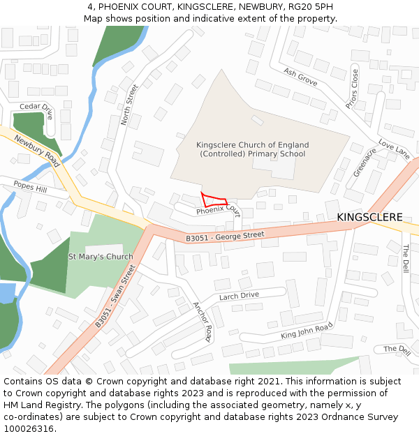 4, PHOENIX COURT, KINGSCLERE, NEWBURY, RG20 5PH: Location map and indicative extent of plot