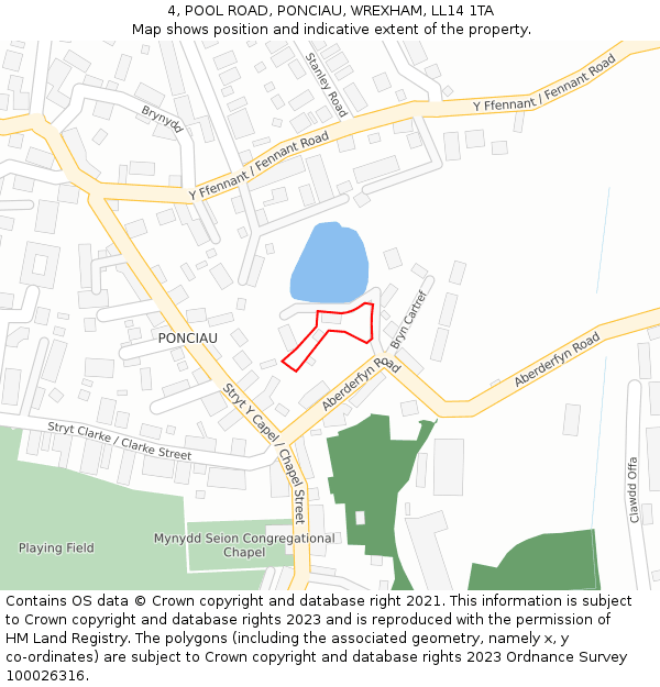 4, POOL ROAD, PONCIAU, WREXHAM, LL14 1TA: Location map and indicative extent of plot