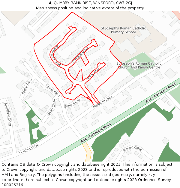 4, QUARRY BANK RISE, WINSFORD, CW7 2GJ: Location map and indicative extent of plot