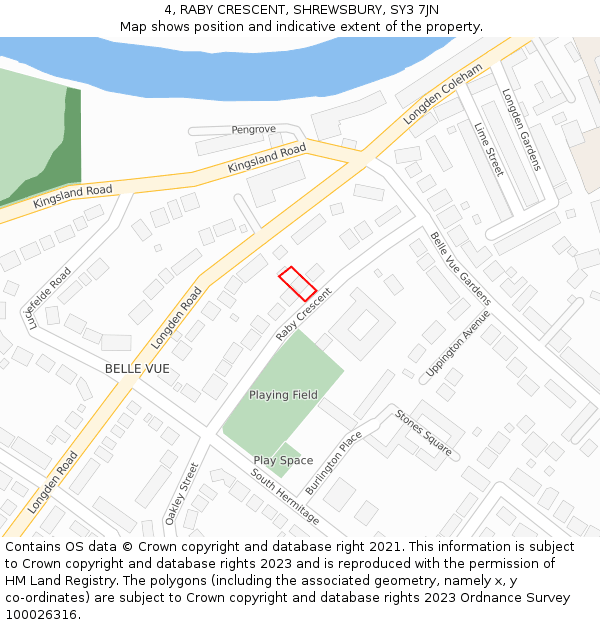 4, RABY CRESCENT, SHREWSBURY, SY3 7JN: Location map and indicative extent of plot