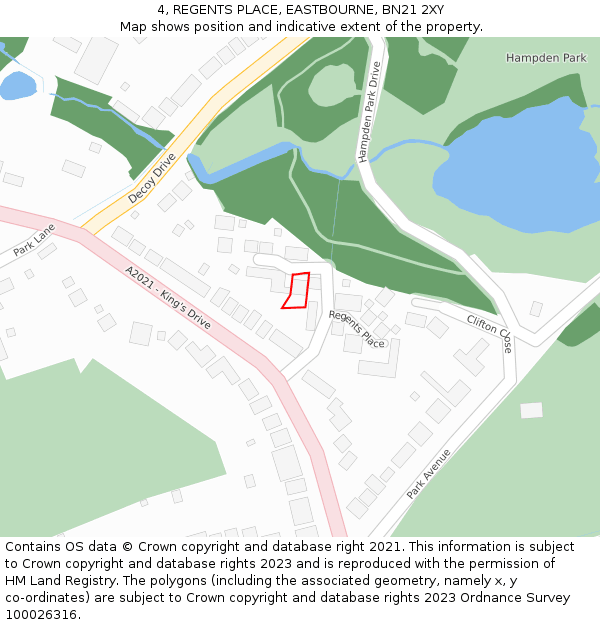 4, REGENTS PLACE, EASTBOURNE, BN21 2XY: Location map and indicative extent of plot