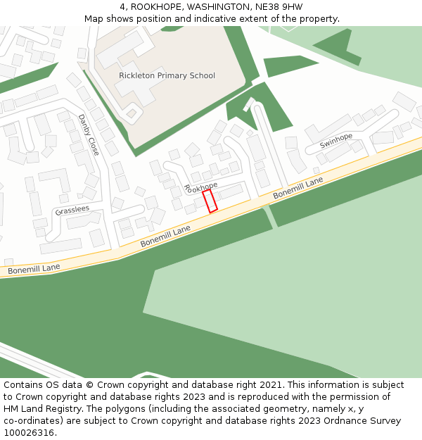 4, ROOKHOPE, WASHINGTON, NE38 9HW: Location map and indicative extent of plot