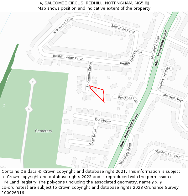 4, SALCOMBE CIRCUS, REDHILL, NOTTINGHAM, NG5 8JJ: Location map and indicative extent of plot