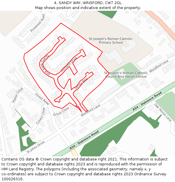 4, SANDY WAY, WINSFORD, CW7 2GL: Location map and indicative extent of plot