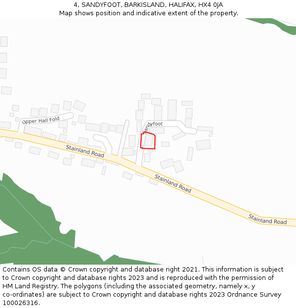 4, SANDYFOOT, BARKISLAND, HALIFAX, HX4 0JA: Location map and indicative extent of plot