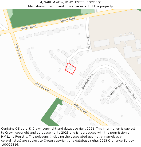 4, SARUM VIEW, WINCHESTER, SO22 5QF: Location map and indicative extent of plot