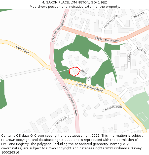 4, SAXON PLACE, LYMINGTON, SO41 9EZ: Location map and indicative extent of plot