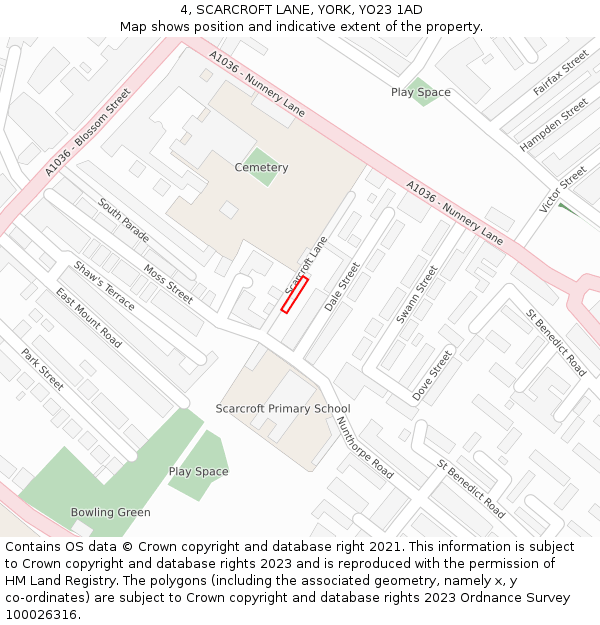 4, SCARCROFT LANE, YORK, YO23 1AD: Location map and indicative extent of plot