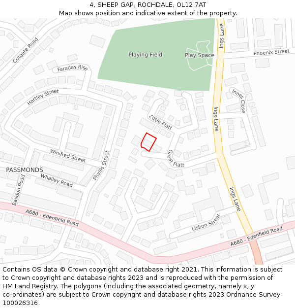 4, SHEEP GAP, ROCHDALE, OL12 7AT: Location map and indicative extent of plot