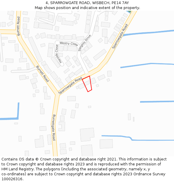 4, SPARROWGATE ROAD, WISBECH, PE14 7AY: Location map and indicative extent of plot