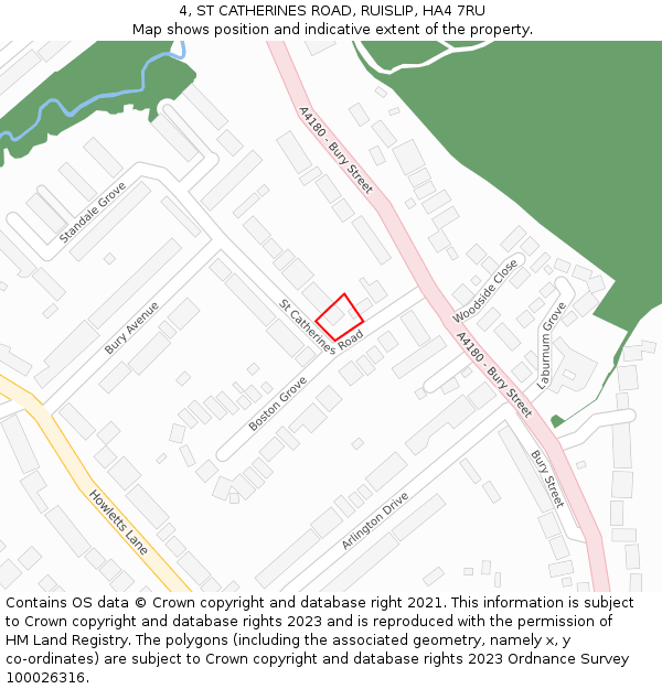 4, ST CATHERINES ROAD, RUISLIP, HA4 7RU: Location map and indicative extent of plot