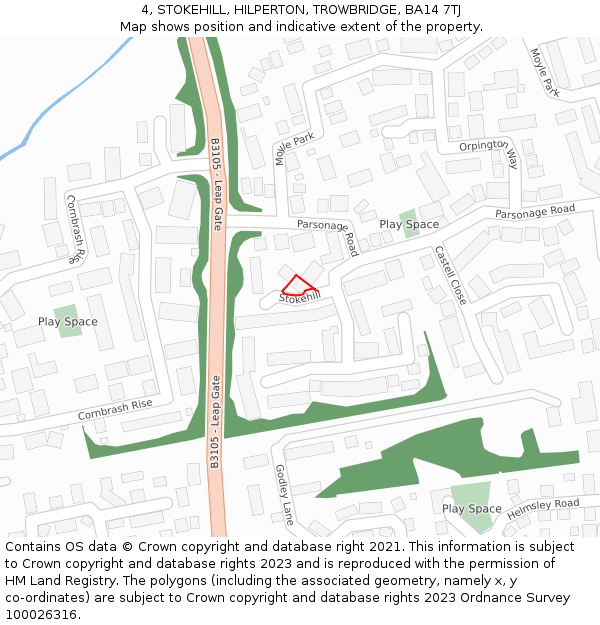 4, STOKEHILL, HILPERTON, TROWBRIDGE, BA14 7TJ: Location map and indicative extent of plot