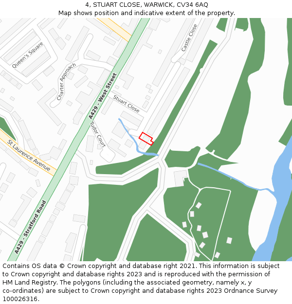 4, STUART CLOSE, WARWICK, CV34 6AQ: Location map and indicative extent of plot