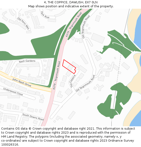 4, THE COPPICE, DAWLISH, EX7 0LN: Location map and indicative extent of plot