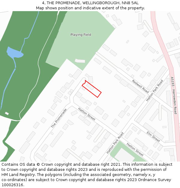 4, THE PROMENADE, WELLINGBOROUGH, NN8 5AL: Location map and indicative extent of plot