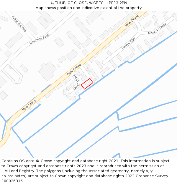 4, THURLOE CLOSE, WISBECH, PE13 2PN: Location map and indicative extent of plot