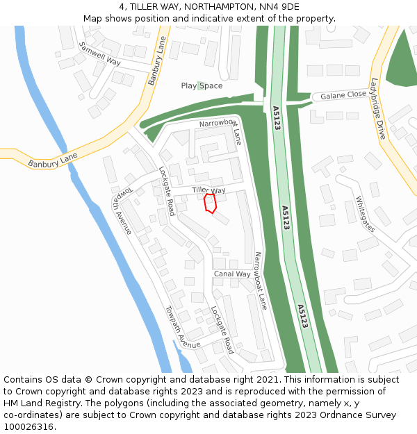 4, TILLER WAY, NORTHAMPTON, NN4 9DE: Location map and indicative extent of plot