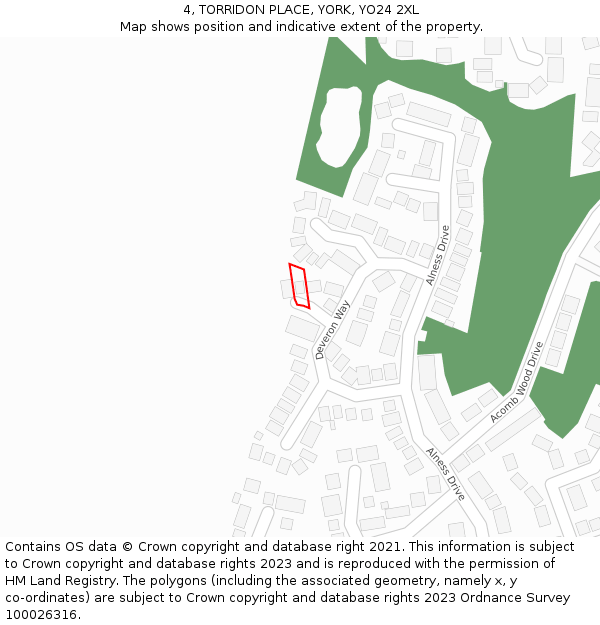 4, TORRIDON PLACE, YORK, YO24 2XL: Location map and indicative extent of plot
