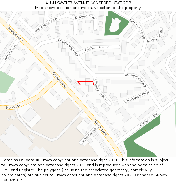 4, ULLSWATER AVENUE, WINSFORD, CW7 2DB: Location map and indicative extent of plot