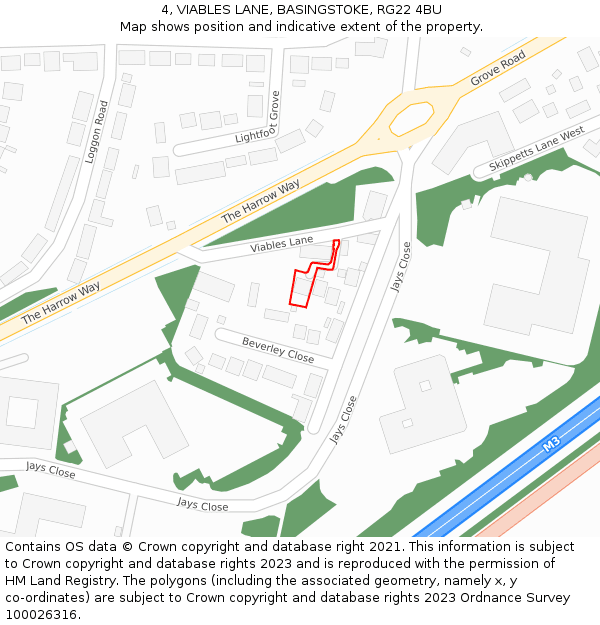 4, VIABLES LANE, BASINGSTOKE, RG22 4BU: Location map and indicative extent of plot