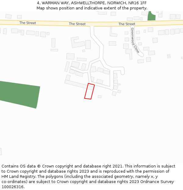 4, WARMAN WAY, ASHWELLTHORPE, NORWICH, NR16 1FF: Location map and indicative extent of plot