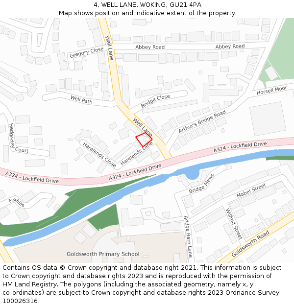 4, WELL LANE, WOKING, GU21 4PA: Location map and indicative extent of plot