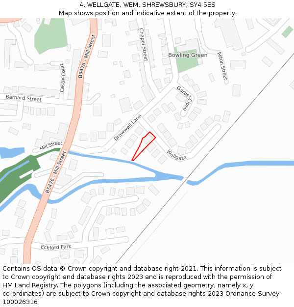 4, WELLGATE, WEM, SHREWSBURY, SY4 5ES: Location map and indicative extent of plot