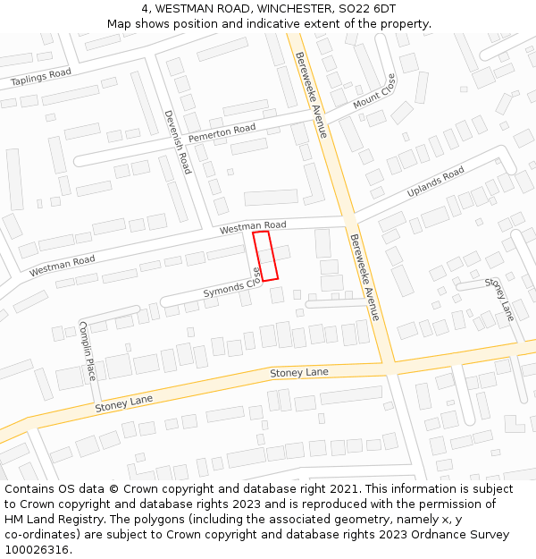 4, WESTMAN ROAD, WINCHESTER, SO22 6DT: Location map and indicative extent of plot