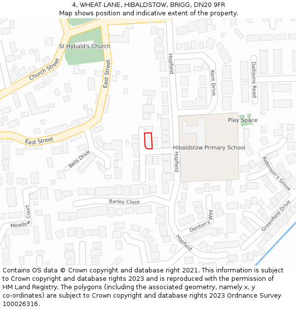 4, WHEAT LANE, HIBALDSTOW, BRIGG, DN20 9FR: Location map and indicative extent of plot