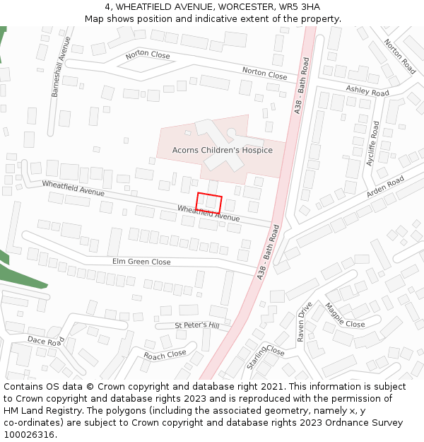 4, WHEATFIELD AVENUE, WORCESTER, WR5 3HA: Location map and indicative extent of plot