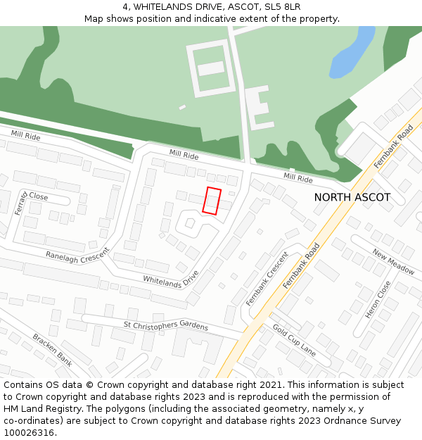 4, WHITELANDS DRIVE, ASCOT, SL5 8LR: Location map and indicative extent of plot