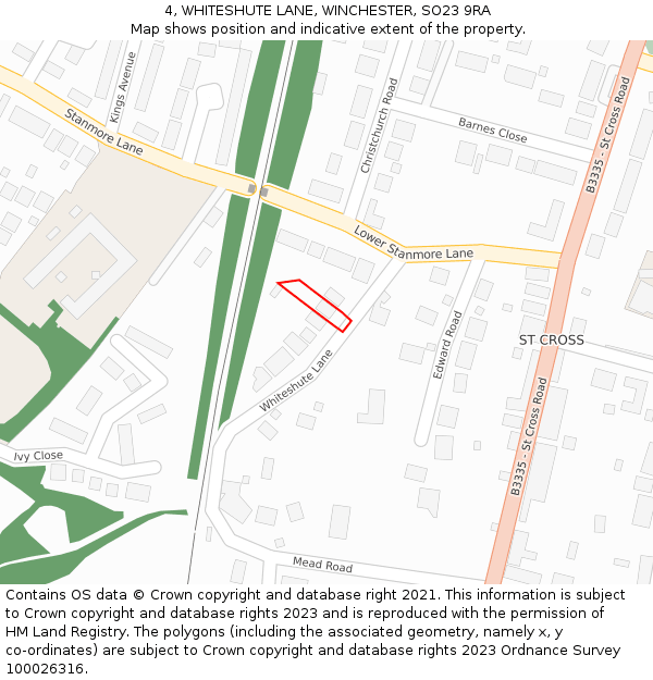 4, WHITESHUTE LANE, WINCHESTER, SO23 9RA: Location map and indicative extent of plot