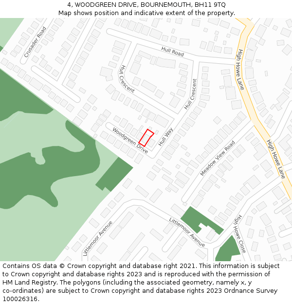 4, WOODGREEN DRIVE, BOURNEMOUTH, BH11 9TQ: Location map and indicative extent of plot