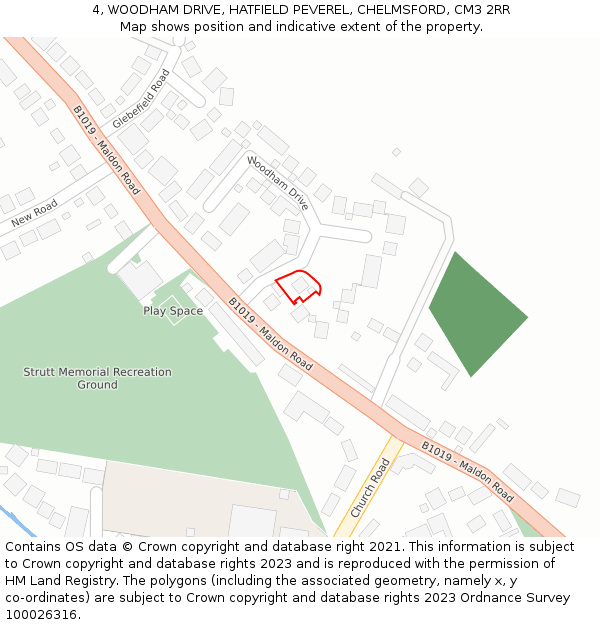 4, WOODHAM DRIVE, HATFIELD PEVEREL, CHELMSFORD, CM3 2RR: Location map and indicative extent of plot